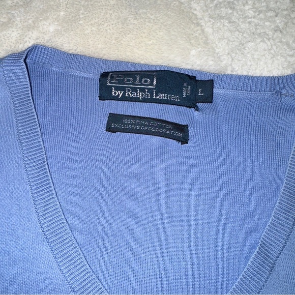Ralph Lauren Men's Light Blue V-Neck Sweater Size Large - Picture 2 of 5